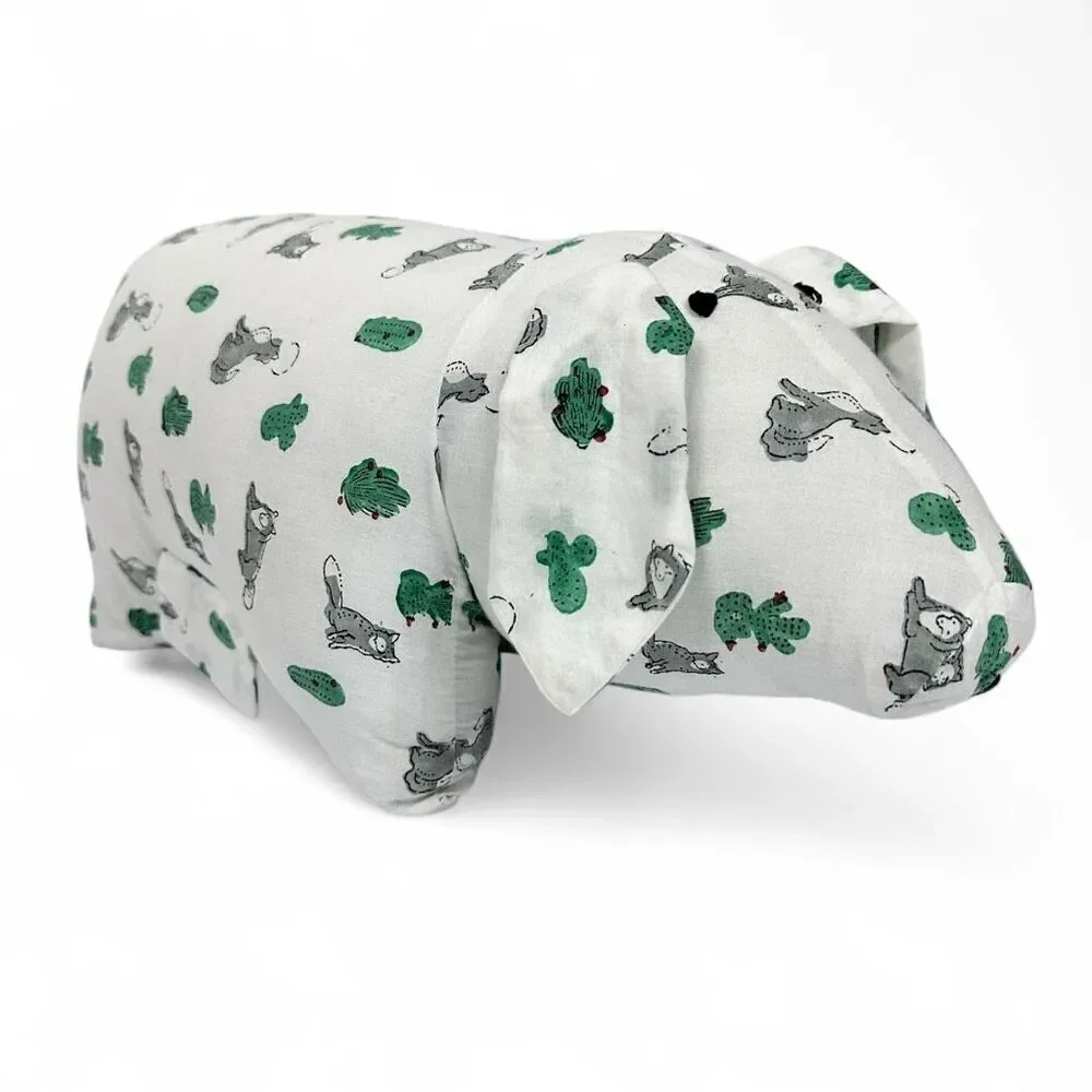 Roller Rabbit Little Piglet Kids Pillow Toy White Green Cotton India